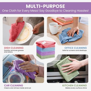 Chiffons de nettoyage en microfibre, lot de 12, couleurs assorties, serviettes carrées réutilisables pour voiture, salle de bain, usage domestique, 11,8 x 11,8 - Product Image 3