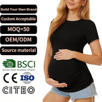 Lot de 3 T-shirts de Maternité Personnalisés à Fronces Latérales en Coton Spandex – Service OEM