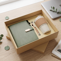 Coffret Cadeau 3-en-1 de Carnets Rigides en Gros avec Logo Personnalisé, Stylo Bille et Gobelet à Café Réutilisable