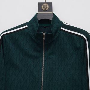 Custom Wholesale High Quality Premium Jacquard Knitted <b>Retro</b> Blokecore Side Stripe Full Zip Up Men's <b>Tracksuit</b> Set - Product Image 2