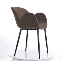 Chine Nouvelle Moderne Pas Cher En Cuir Bras chaise À Manger Meubles Chaise Avec Jambes De Fer