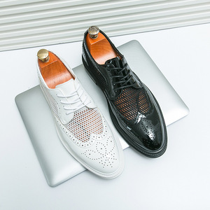Sandalias de cuero calado transpirables para hombre, zapatos formales de negocios, zapatos casuales de moda para el verano. - Product Image 3