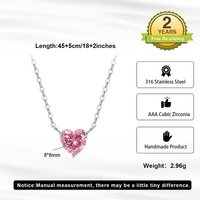 Fijngevoelige 12 Kleuren Geboortesteen Hart Ketting 316L RVS Waterdichte Hartvormige CZ Hangertje Ketting Verjaardag Valentijn Cadeau
