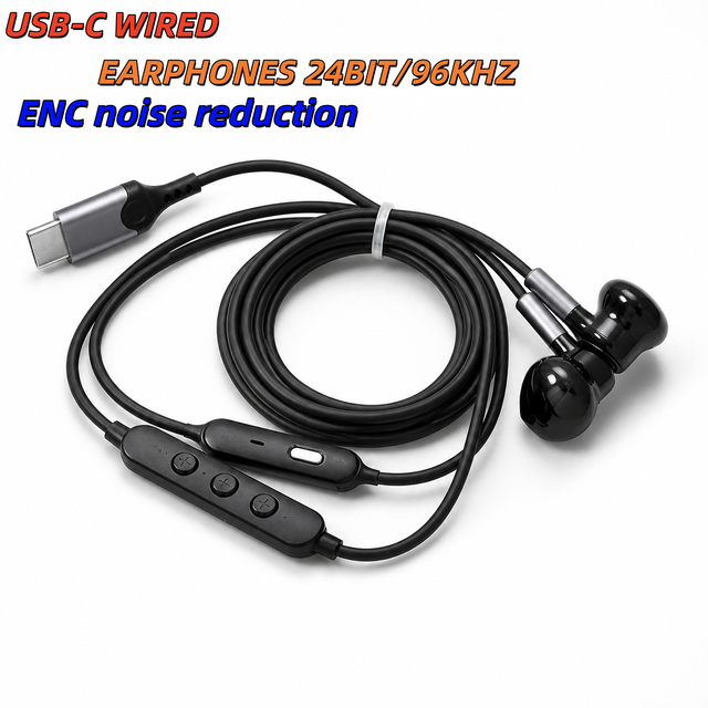 Oem Type-C Wired Music Headphones JL Active Noise Cancelling AI ENC Semi-in-ear Design Earphones Mic Streaming Gaming