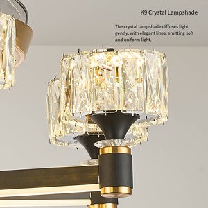 Ventilatore da <span class=keywords><strong>Soffitto</strong></span> <span class=keywords><strong>a</strong></span> <span class=keywords><strong>LED</strong></span> con <span class=keywords><strong>Lampada</strong></span> <span class=keywords><strong>a</strong></span> Sospensione, Ventilatore di Lusso Silenzioso con Pale in ABS e Cristalli, Telecomando, Lampadario per Soggiorno e Sala da Pranzo - Product Image 4