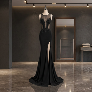 Vestido de Noche sin Mangas Premium para Mujer, Tela Importada Natural, Silueta Asimétrica, para Eventos de Gala y Recepciones - Product Image 2