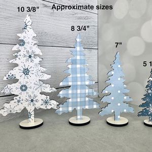 Set of 5Pcs Winter Forest Wooden <b>Christmas</b> Tabletop Decor Home Decoration Xmas <b>Tree</b> Freestanding Rustic Wood Table Sign - Product Image 2