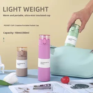 Mini Pocket Vacuum Insulated Stainless Steel <b>Straw</b> Cup Pop-up Lid Portable Straight Body Design Customizable Logo Gift Cup - Product Image 1