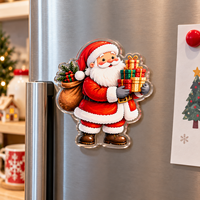 Aimant de réfrigérateur en acrylique motif flocon de neige de Noël, autocollant de vacances de Noël, souvenir, ornement décoratif de cuisine pour la maison et les fêtes