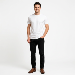 T-shirt décontracté uni blanc à col rond, coupe classique, non tissé, respirant, vente en gros, pas cher, streetwear pour hommes et femmes - Product Image 1