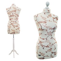 Maniquí de Sastre Talla (Femenina) XS-XXL Busto Blanco Floral (Marrón) V7 Plc PLC