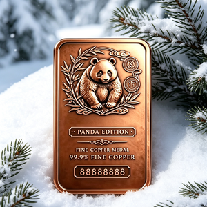 Medalla Rectangular de Cobre Fino 99.9% Edición Panda de 1 Kg, Troquelada, Coleccionable, Temática Animal - Product Image 5
