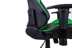 Fauteuil de bureau inclinable pivotant robuste, nouveau fauteuil gamer en similicuir souple, moderne, noir et vert, avec accoudoirs 2D - Product Image 4