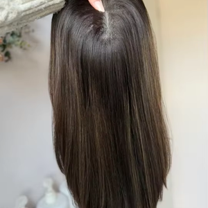 Peluca de Cabello Humano Liso con Encaje Completo, Color <span class=keywords><strong>Castaño</strong></span> con Reflejos Ombre <span class=keywords><strong>Balayage</strong></span>, para Mujer, Realista, Uso Diario, Elástica - Product Image 1