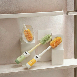 Juego de cepillos de silicona 4 en 1 para limpieza de biberones, cepillo de mango largo para pajitas y vasos, limpiador de tetinas portátil - Product Image 3