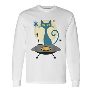 Camiseta de manga larga Mid Century Modern Ufo Cat Retro Futuristic - Product Image 2