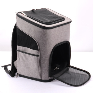 Pet <b>Backpack</b> For <b>Cats</b> And Dogs Breathable Oxford Fabric Gray Green Color 40000 Capacity Portable Pet Carrier With Round Opening - Product Image 4