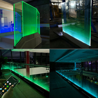 Rampe en verre trempé sans cadre pour extérieur avec éclairage LED, balustrade en verre pour balcon et terrasse de piscine, clôture en aluminium à profil en U