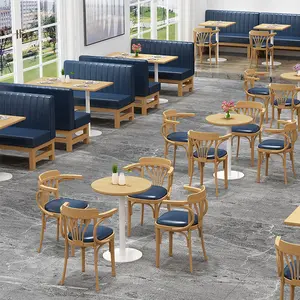 Dessert shop tables wooden chairs Restaurant booth seating set sofa for coffee milk tea shops