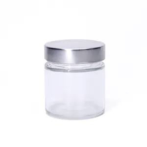 Pote hermético de vidro para armazenamento de alimentos, recipiente para comida hermética de 106ml/212ml com parafuso de ouro ou prata, tampa de metal