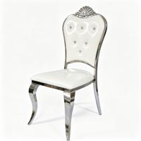 Chaise de salle à manger royale européenne en acier inoxydable, chaise d'appoint en cristal blanc pour mariage, événement, fête