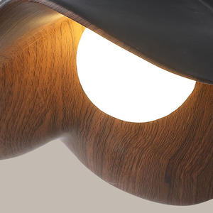 Wellenförmige Holz-Deckenleuchte, Lotusblatt-<span class=keywords><strong>Design</strong></span> aus Harz mit Walnuss-Finish & G9 LED-Birne für Schlafzimmer Wohnzimmer im Wabi-Sabi-Stil - Product Image 4