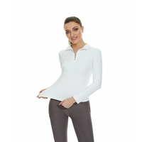 Chemise équitation pour femme, haut en Nylon vert, doux, Compression, chemise courtes, équitation, manches longues, Style Polo