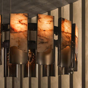 Luxe Marbre Cuivre Unique Or Courbé Lustre Blanc Chaud Nordique Français <span class=keywords><strong>Scandinave</strong></span> pour La Maison <span class=keywords><strong>Salon</strong></span> Salle À Manger Pendentif - Product Image 4