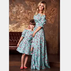 2024, Лидер продаж, летняя детская юбка с открытыми плечами и цветочным принтом, платье для мамы и девочки, семейное платье, наряды