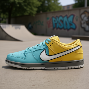 Zapatillas de Skateboard Dunk SB Low Top con Cordones para Hombre, Color Azul y Amarillo, Suela de Goma y Gamuza - Product Image 2