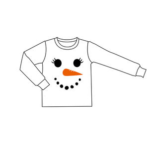BT1351 personalizado pequeño niño Boutique blanco muñeco de nieve sonrisa impresión superior al por mayor niño manga larga Niño occidental ropa conjunto - Product Image 6