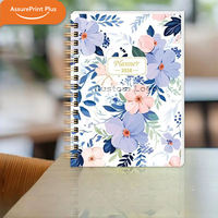 Agenda 2027 esthétique à motifs floraux aquarelle, format A5, couverture rigide, reliure spirale dorée, journal élégant pour femmes, carnet personnalisable avec logo