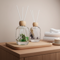 Ensembles de diffuseurs de roseaux 120ml parfum d'aromathérapie aux huiles essentielles avec couvercle en bois de fleurs séchées cadeau de désodorisant parfumé avec couvercle en bois