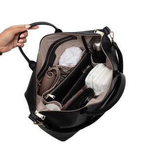 Mochila Pañalera Ligera de Piel Sintética PU para Mamás, Bolso de Bebé Espacioso con Múltiples Bolsillos - Product Image 6