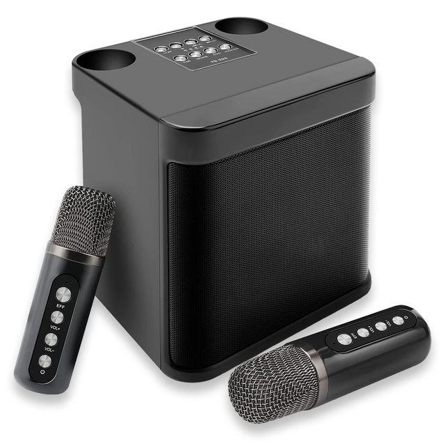 YS-203 Portable Dual Wireless Microphone with Speaker Integrated Home Singing Karaoke Speaker Used for Family Gatherings Meeting