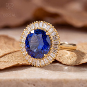 IGI Certified CVD Lab Grown Diamond Engagement <b>Ring</b> Custom 925 <b>Silver</b> Blue Vvs Lab Created Diamond Round Halo <b>Ring</b> Women Jewelry - Product Image 1