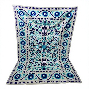 Couvre-lit Suzani multicolore, couvre-lit floral indien fait à la main, couverture Suzani bohème, drap en coton, cadeau de déménagement - Product Image 1