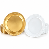 Assiette jetable en plastique PP 7 9 10 pouces noire sans BPA, compatible congélateur et micro-ondes, pour snacks, pizzas, gâteaux, pain et autres aliments