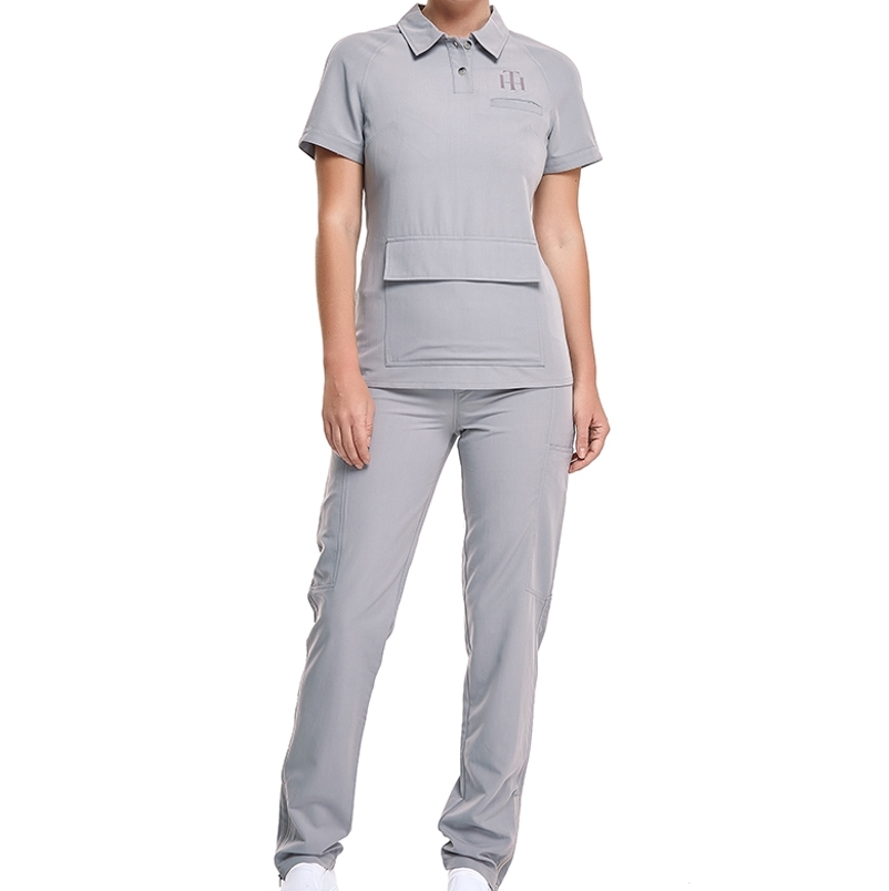 ZX Custom Beauty Salon Women Uniforms Sets Tunic Polo T Shirt Slim