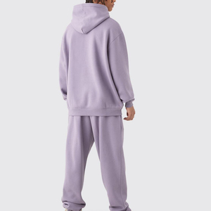Conjunto de Sudadera con Capucha de Forro Polar Lavanda para Hombre, Talla Grande, Estilo Casual para Otoño, con Bolsillo, Corte Regular - Product Image 5