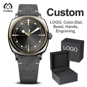Orologio da <span class=keywords><strong>Uomo</strong></span> Sportivo con Movimento al Quarzo e Vetro Zaffiro, Logo Quadrante Personalizzabile, <span class=keywords><strong>Cinturino</strong></span> in <span class=keywords><strong>Acciaio</strong></span> Inossidabile 316L con <span class=keywords><strong>Cinturino</strong></span> in Pelle - Product Image 1