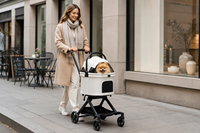 Poussette pour animaux de compagnie légère à 4 roues, pliable d'une seule main, imperméable, pour chiens/chats et petits animaux, voyages en plein air