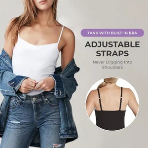<span class=keywords><strong>Top</strong></span> mit integriertem BH 2-in-1 <span class=keywords><strong>Camisole</strong></span> Lässige Mode-Weste Ärmelloses Unterhemd für Mädchen - Product Image 4