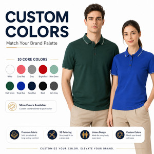 Chemise unisexe en soie glacée premium pour hommes et femmes, douce, en coton, col à revers, tenue d'équipe professionnelle, manches courtes, à carreaux, transfert thermique - Product Image 1