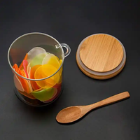 Récipient en verre avec couvercle et cuillère, pour stockage de biogaz, conteneurs alimentaires biodégradables, accessoires de cuisine, récipient alimentaire en borosilicate