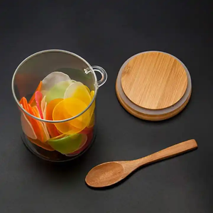 Récipient en verre avec couvercle et cuillère, pour stockage de biogaz, conteneurs alimentaires biodégradables, accessoires de cuisine, récipient alimentaire en borosilicate - Product Image 3
