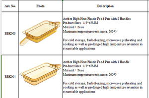 Contenedor Gastronorm GN 1/3 de Plástico Resistente al Calor, Color Ámbar, con 1 o 2 Asas - Product Image 2