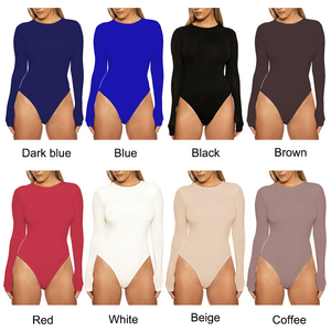 Phụ Nữ Áo Dài Tay T Áo Sơ Mi Cơ Bản Jumpsuit Snap Đóng Cửa Phi Hành Đoàn Cổ Áo - Product Image 2