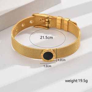 Moda donna oro placcato 18K cinturino in acciaio inossidabile regolabile Multi-colore numeri romani Charm bracciali gioielli - Product Image 6