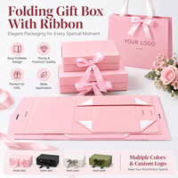 Emballage de luxe avec logo personnalisé, boîtes en carton élégantes pour extensions de cheveux, boîtes cadeaux pliables, sac en papier avec ruban